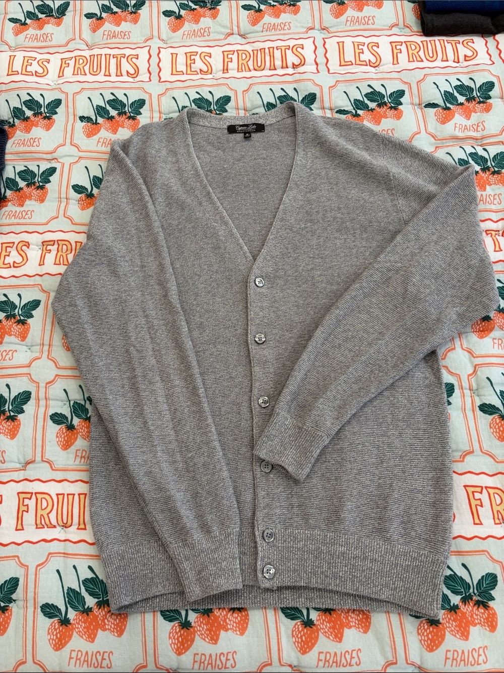 Men's Gray V-Neck Button Cardigan Sweater